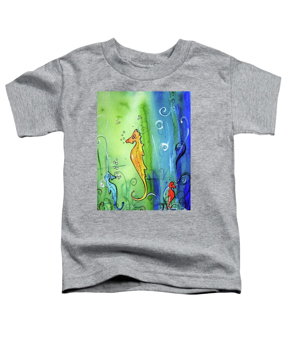 Seahorse Toddler T-Shirt featuring the painting Seahorse family by Mary Cahalan Lee - aka PIXI