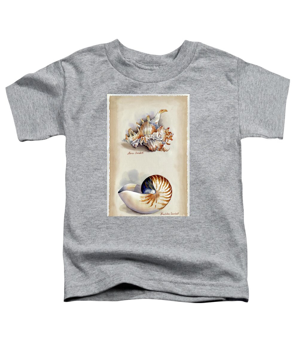 Seashells Toddler T-Shirt featuring the photograph Seashells Murex and Nautilus by Maria Rabinky