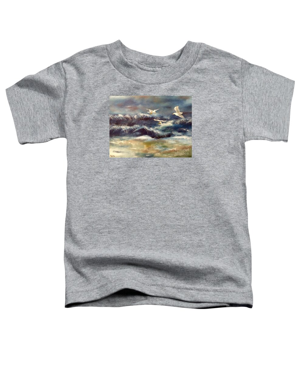 Sea Toddler T-Shirt featuring the painting Seaside Serenade by Denise Tomasura