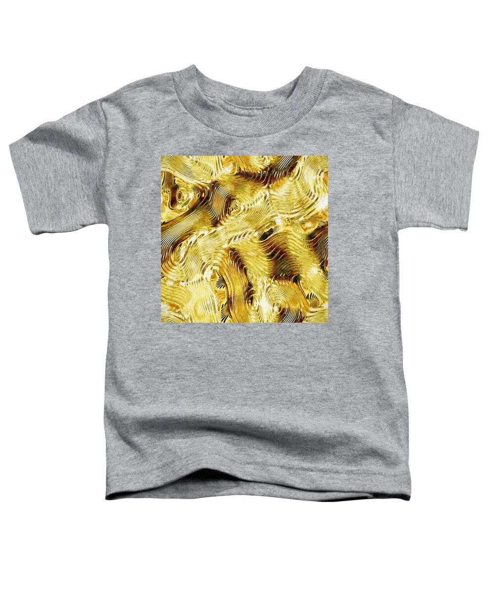 Shades Of Gold Ripples Abstract Toddler T-Shirt featuring the digital art Shades of Gold Ripples Abstract by Sandi OReilly