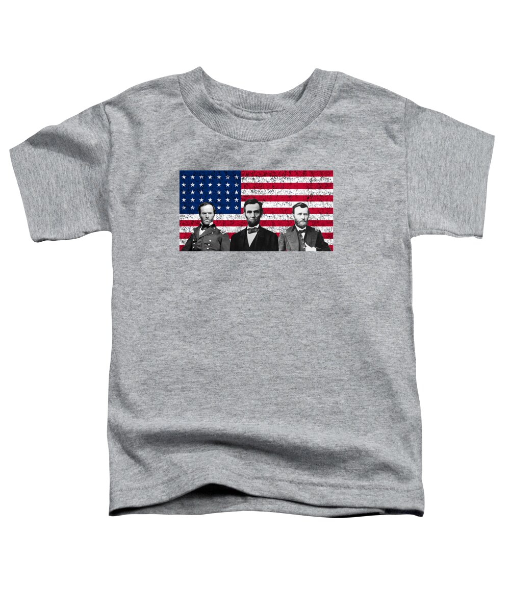 Abraham Lincoln Toddler T-Shirt featuring the digital art Sherman - Lincoln - Grant by War Is Hell Store