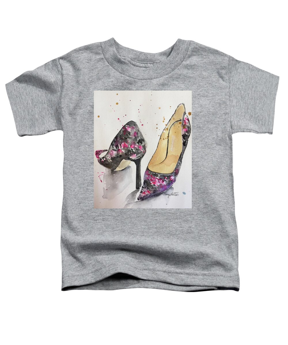 Shoe Toddler T-Shirt featuring the painting I Want Jimmy Choos by Bonny Butler