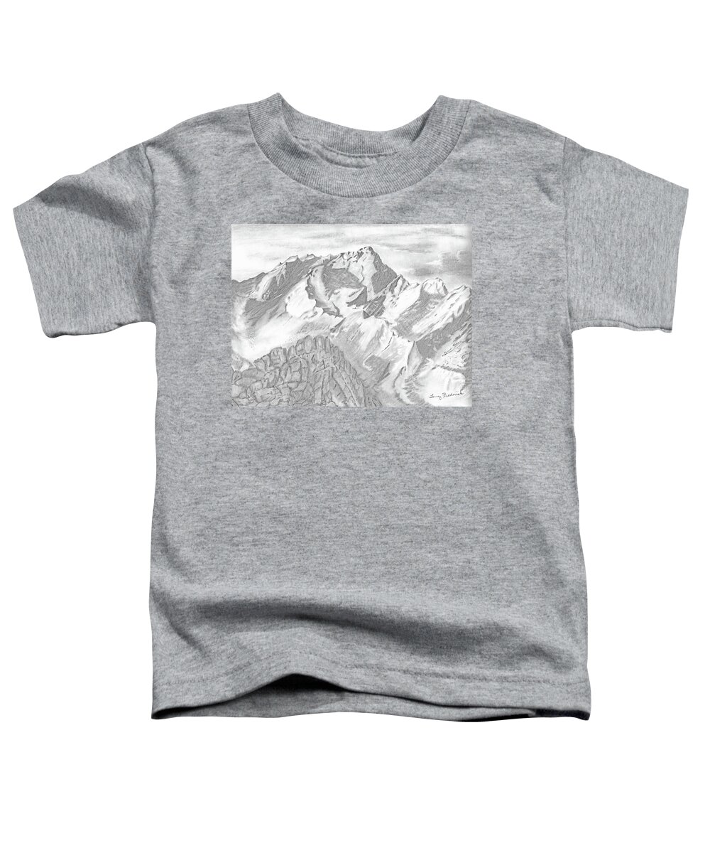 Sierra's Toddler T-Shirt featuring the drawing Sierra Mt's by Terry Frederick