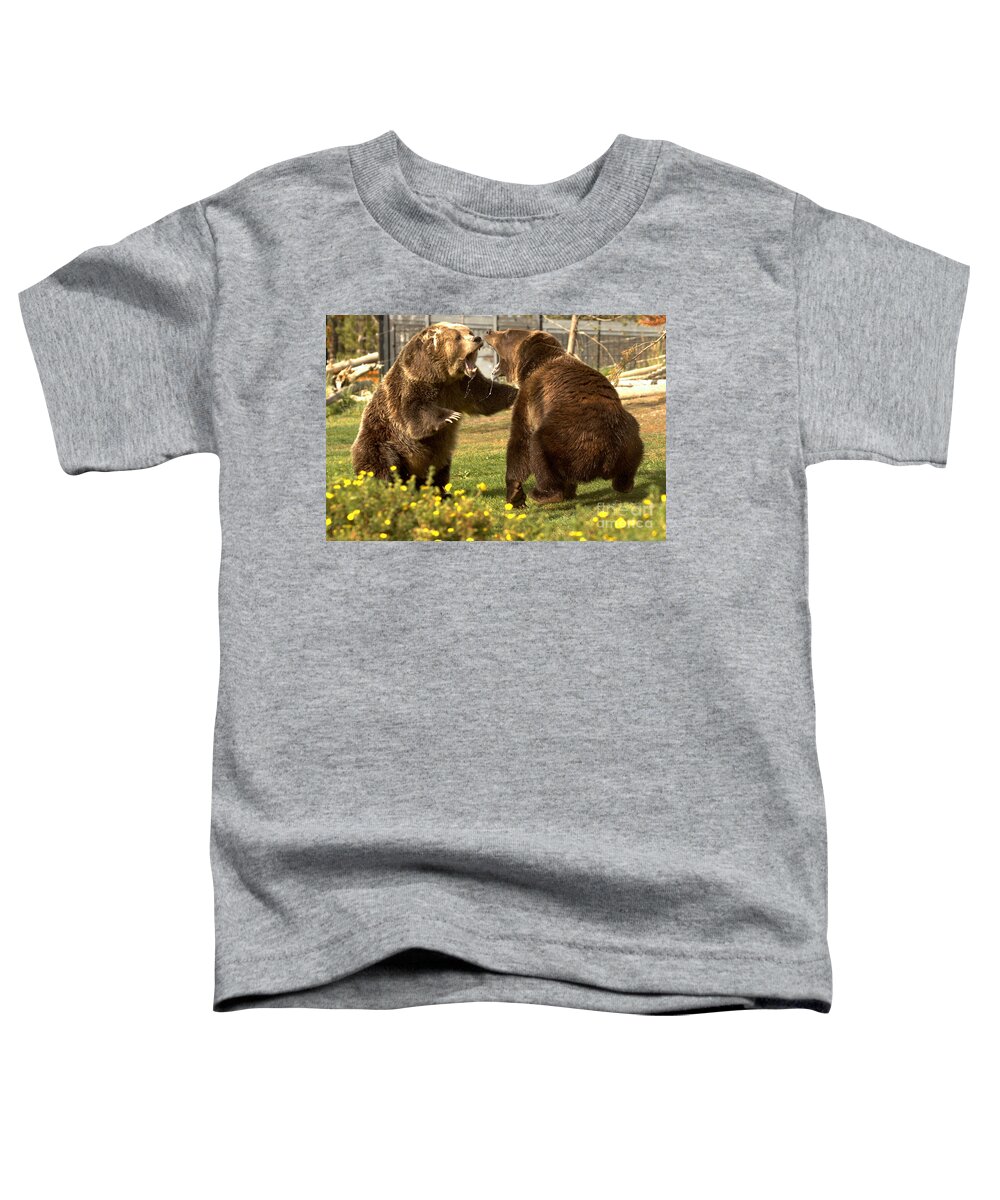 Grizzly Bears Toddler T-Shirt featuring the photograph Slobbering Warriors Close Up by Adam Jewell