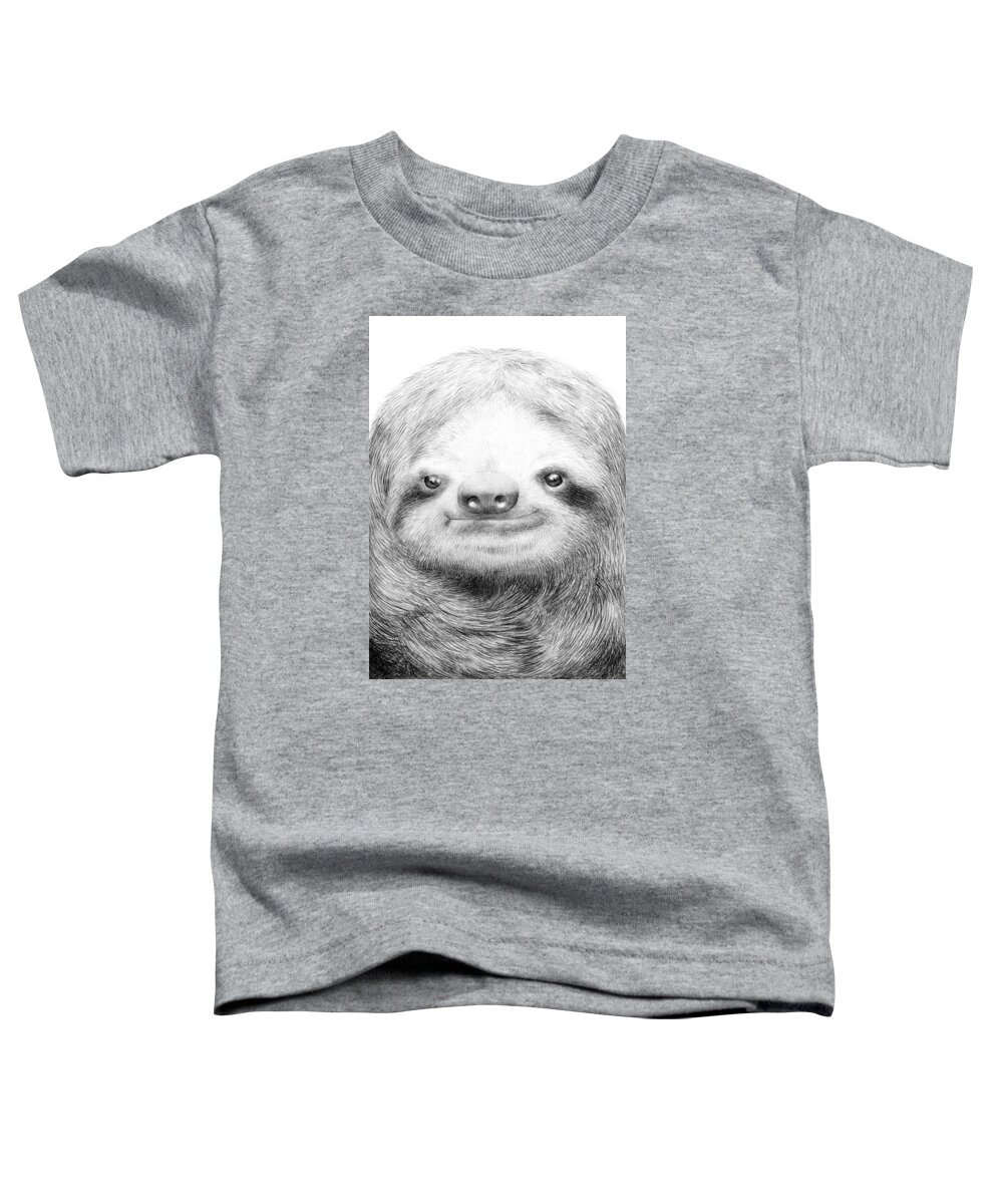 Sloth Toddler T-Shirt featuring the drawing Sloth by Eric Fan
