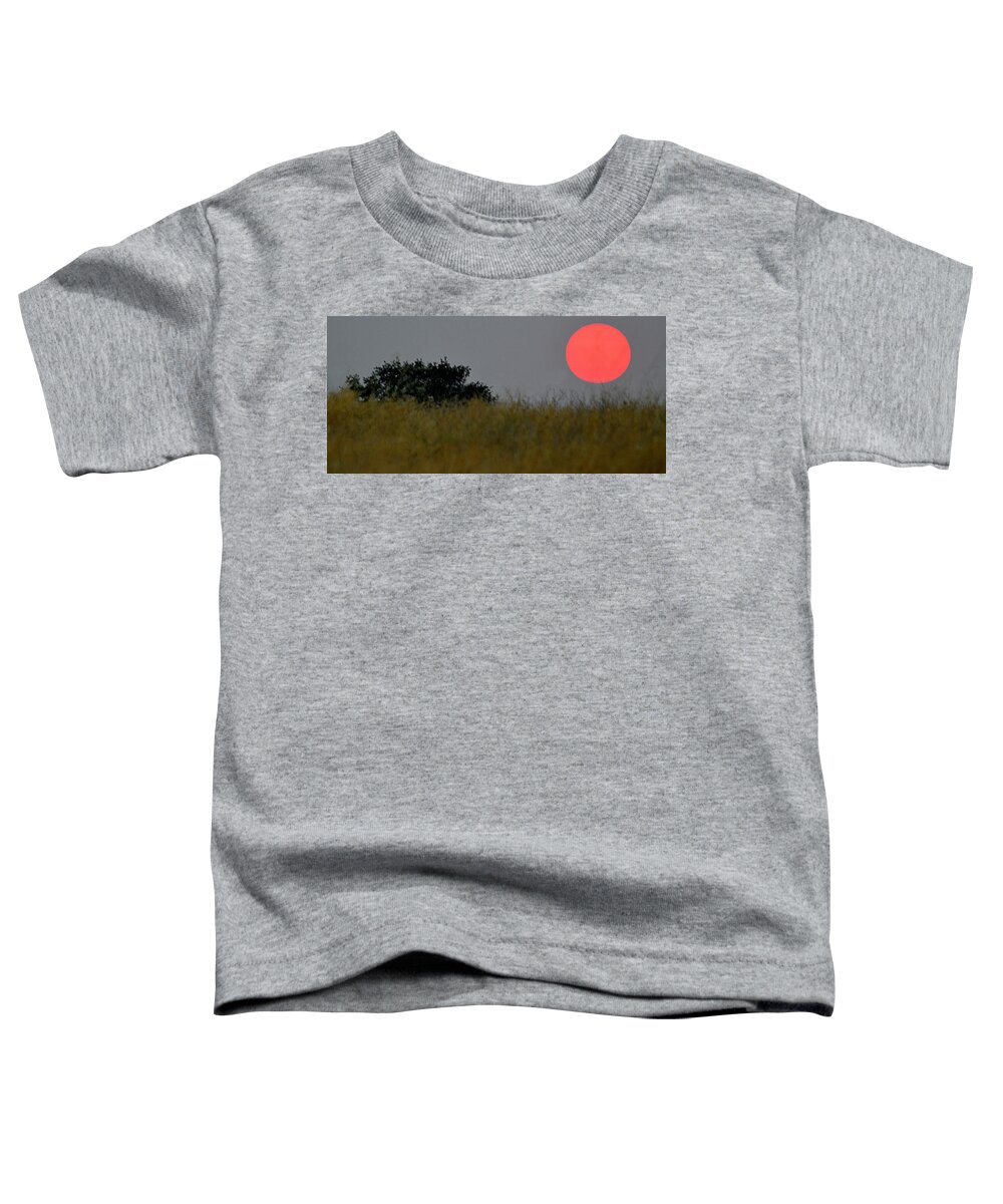 Sunset Toddler T-Shirt featuring the photograph Smokey Sunset by AJ Schibig