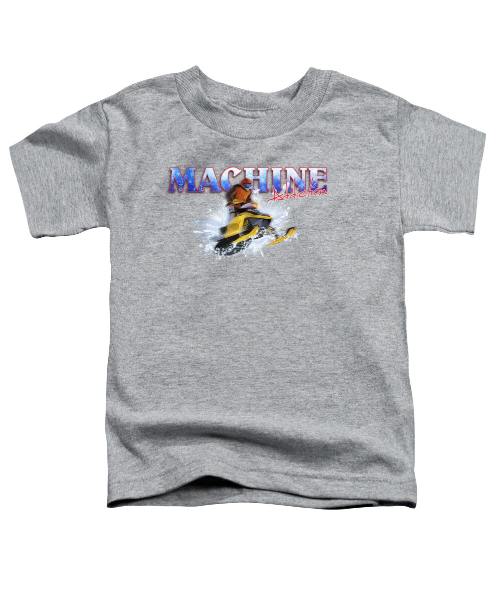 Snowmobile Toddler T-Shirt featuring the painting Snow Addiction by Robert Corsetti