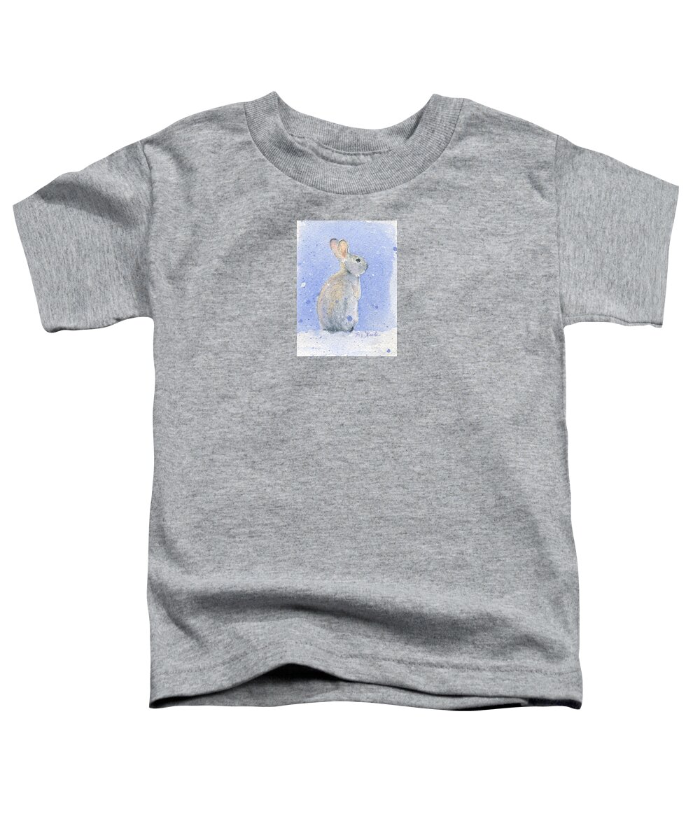 Bunny Toddler T-Shirt featuring the painting Snow Bunny 2 by Marsha Karle