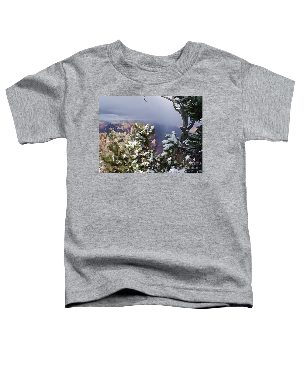 Snow Toddler T-Shirt featuring the photograph Snow in the Canyon by Roberta Byram