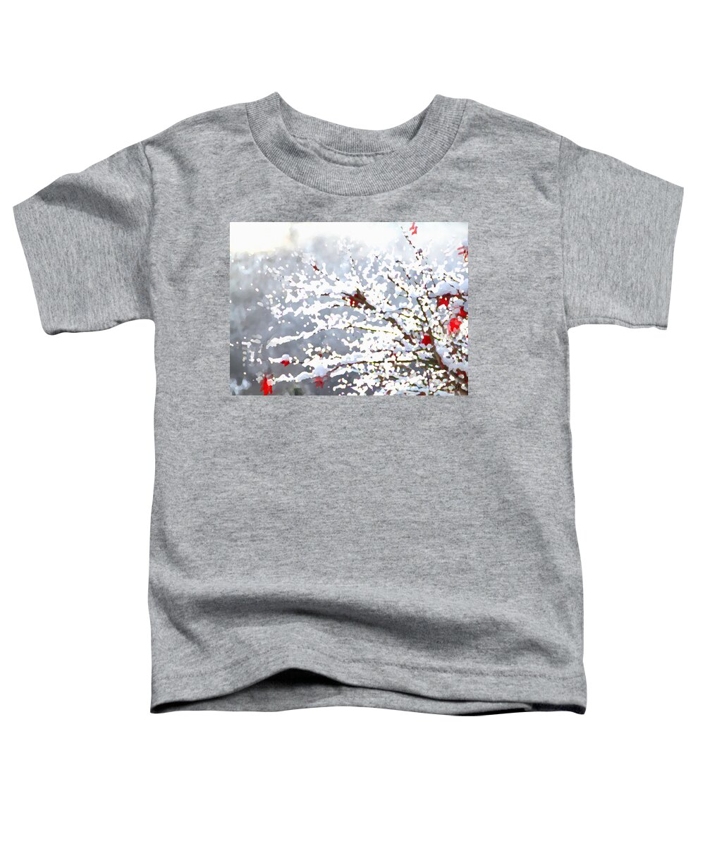 Nature Toddler T-Shirt featuring the mixed media Snow on the Maple by Shelli Fitzpatrick