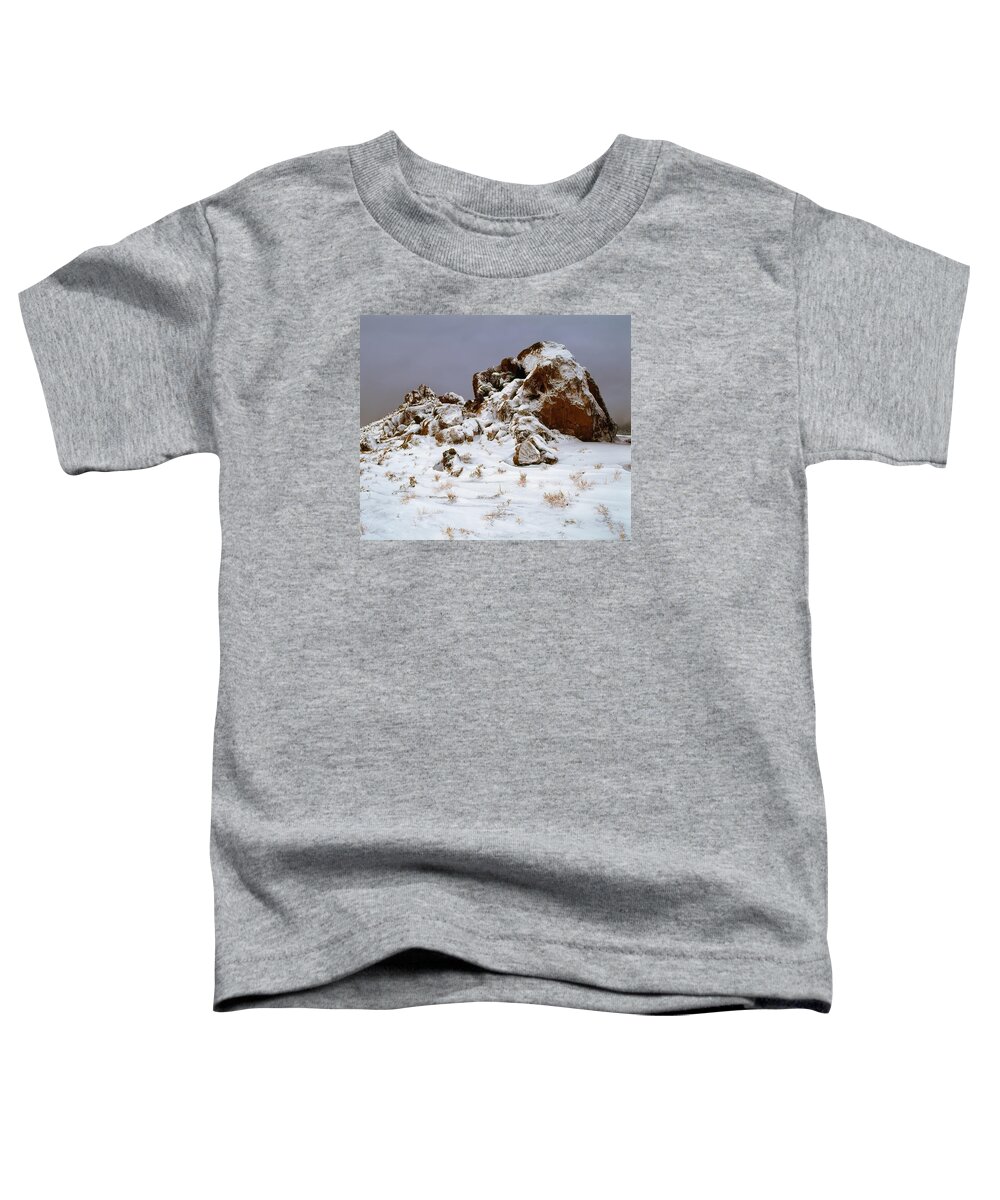 Eastern Toddler T-Shirt featuring the photograph Snow Stones by Paul Breitkreuz