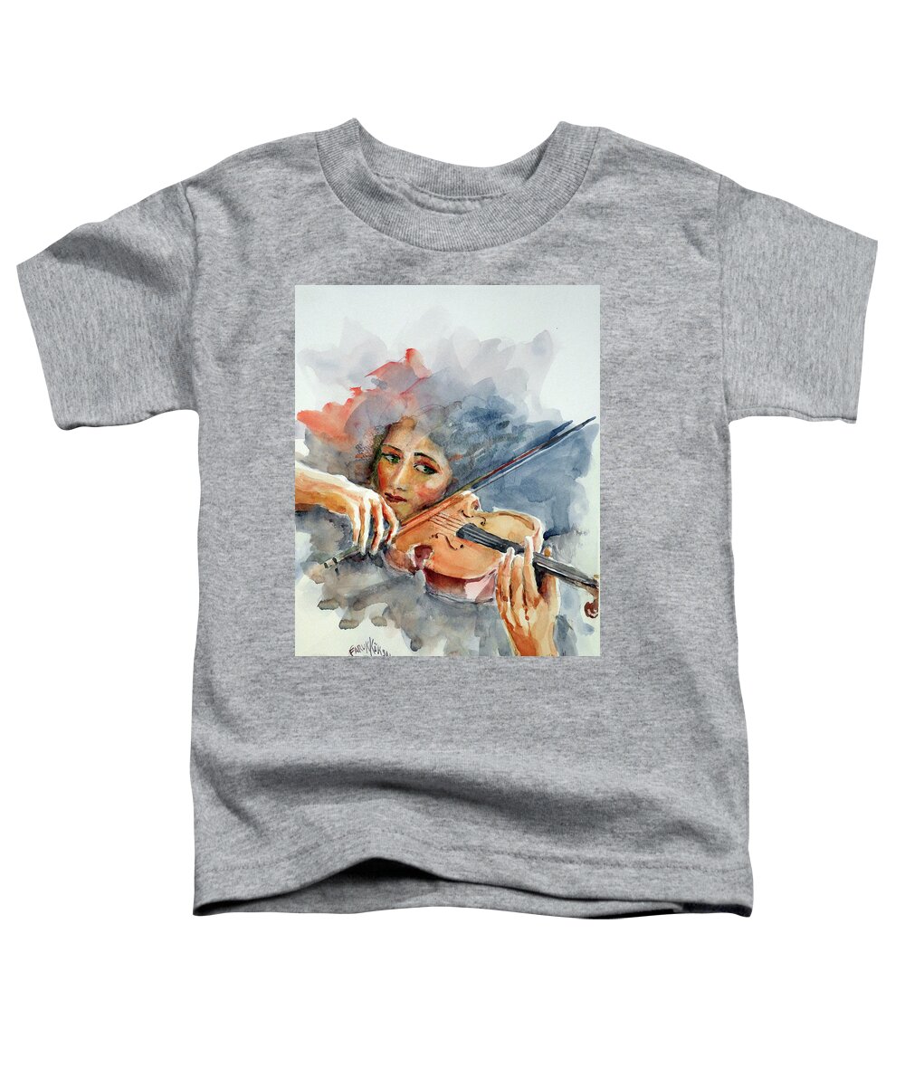 Violin Toddler T-Shirt featuring the painting Sound Of Violin... by Faruk Koksal