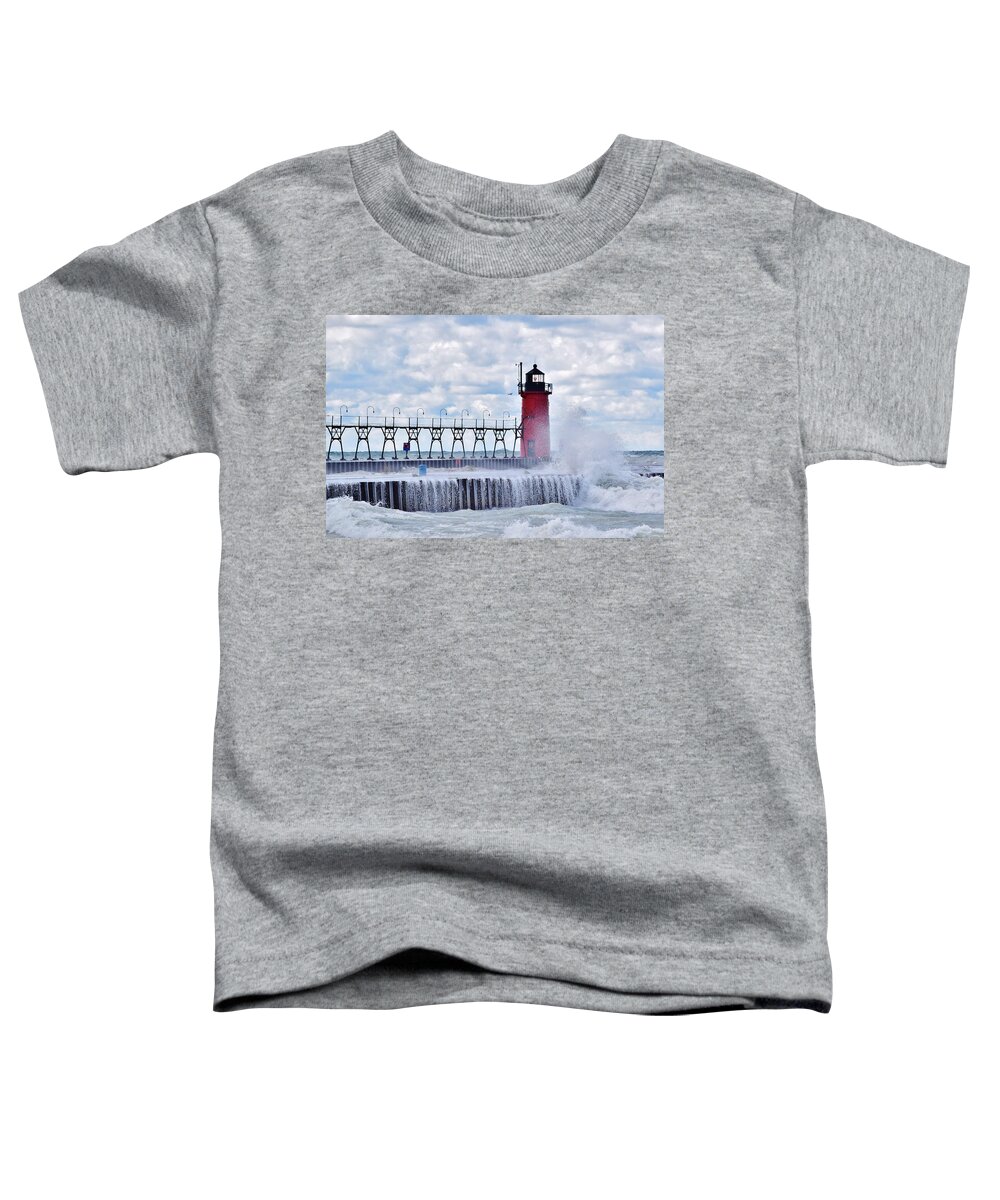 Michigan Toddler T-Shirt featuring the photograph South Haven Lighthouse by Nicole Lloyd