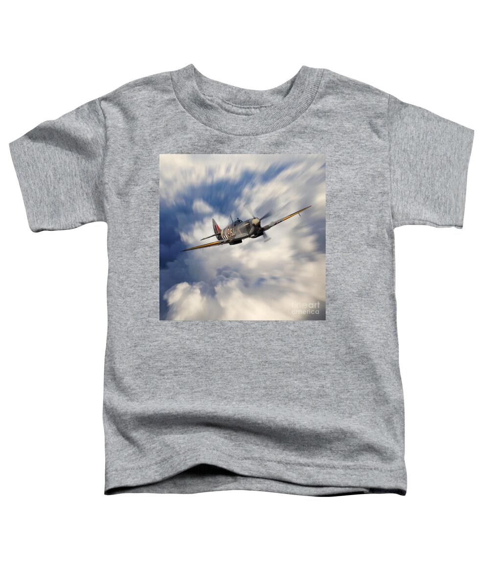 Supermarine Toddler T-Shirt featuring the digital art Spitfire Climb by Airpower Art