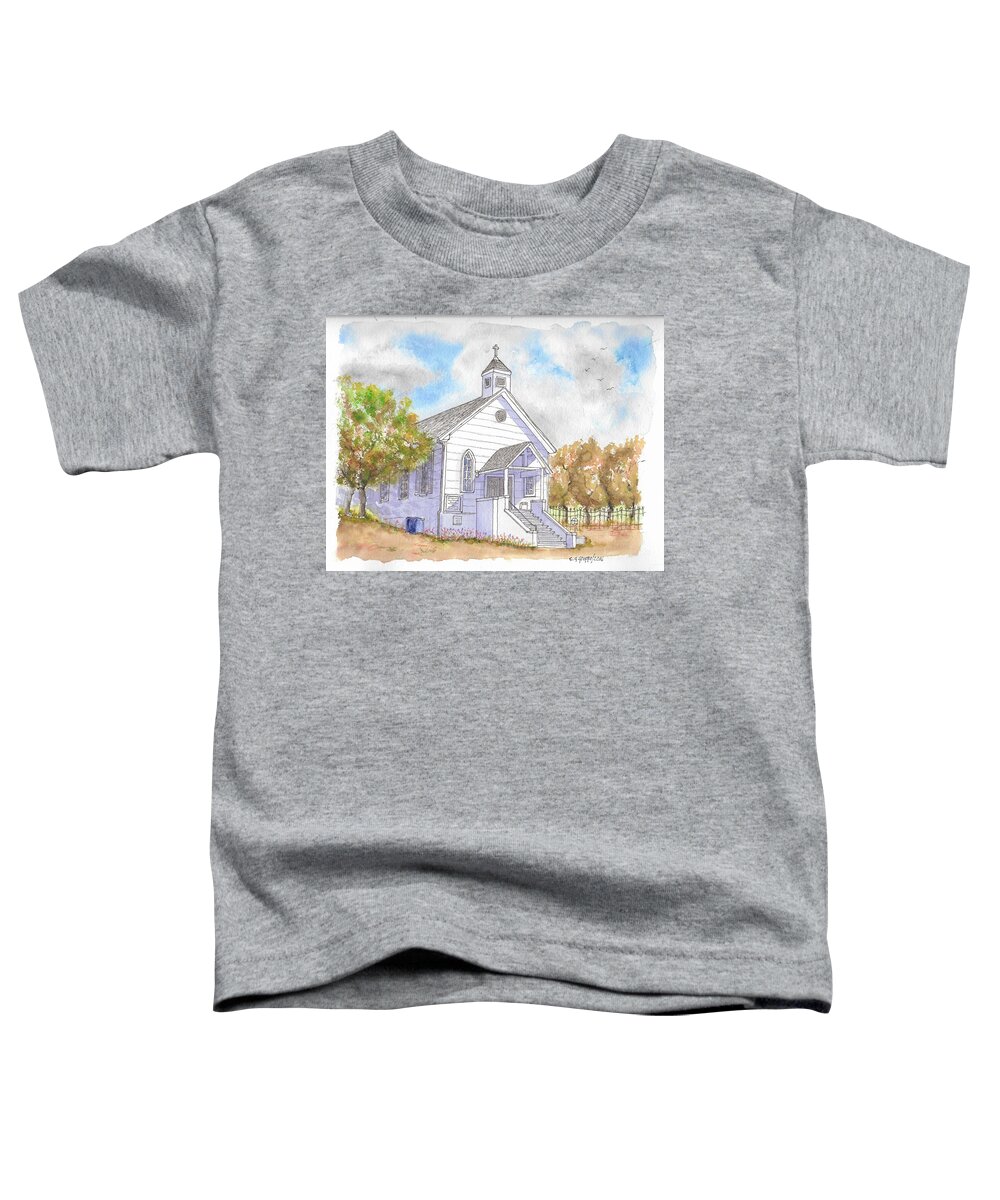 Saint Bernard's Catholic Church Toddler T-Shirt featuring the painting St. Bernard's Catholic Church, Volcano, California by Carlos G Groppa