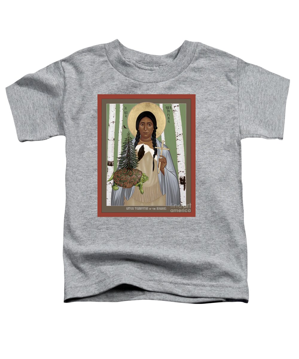 St. Kateri Tekakwitha Of The Iroquois Toddler T-Shirt featuring the painting St. Kateri Tekakwitha of the Iroquois - RLKTK by Br Robert Lentz OFM