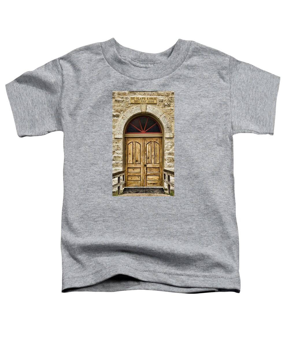 Texas Toddler T-Shirt featuring the photograph St Olafs Kirke Door by Stephen Stookey