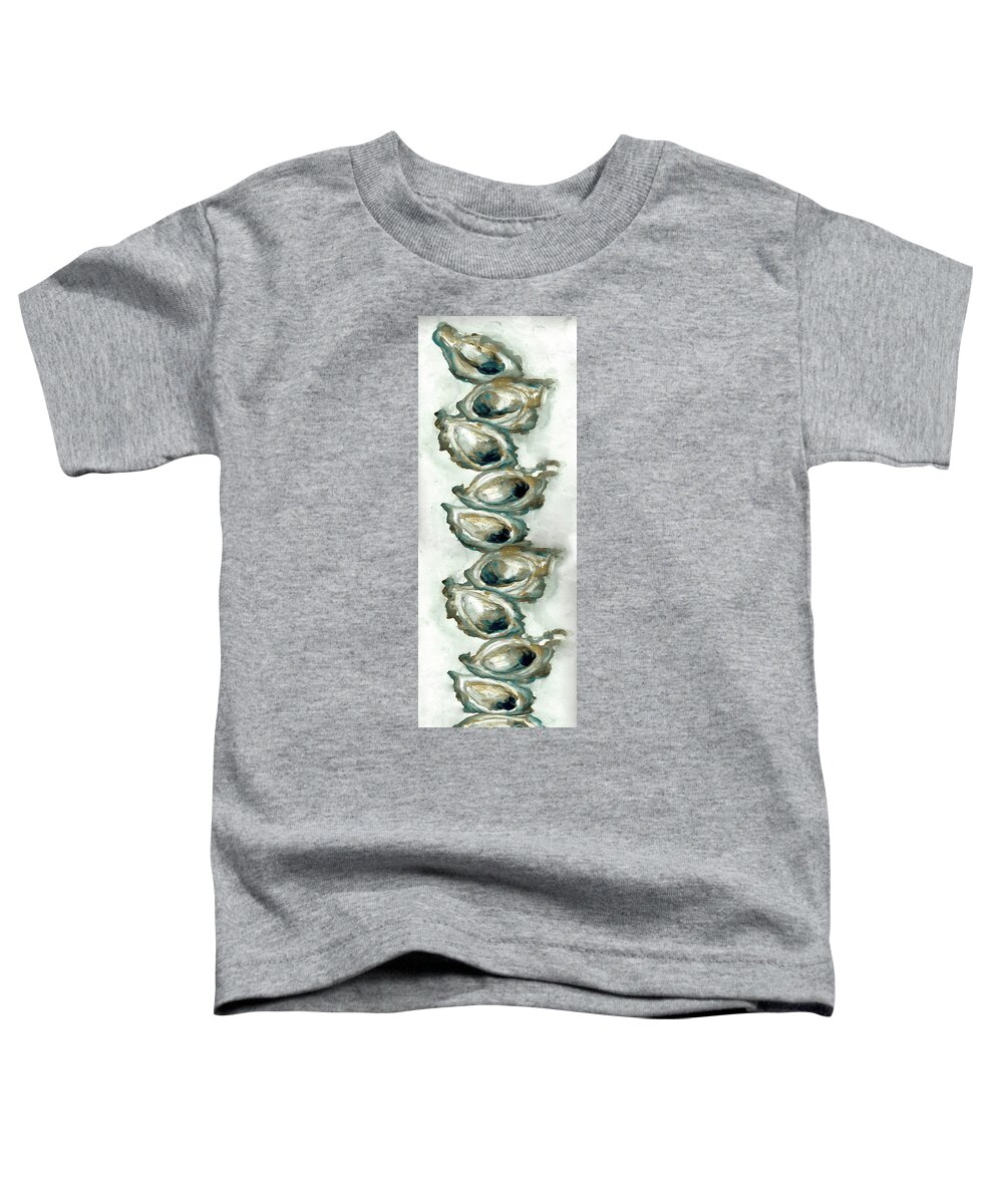Oysters On The Half Shell Toddler T-Shirt featuring the painting Stack of Ten oysters on the half shell by Francelle Theriot