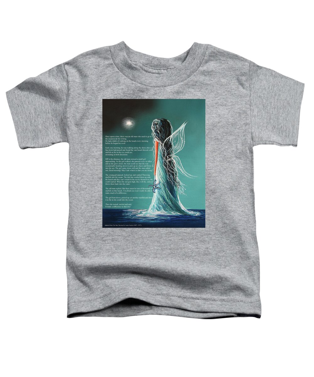 Starfish Make A Difference Girl Toddler T-Shirt featuring the photograph Starfish Make A Difference Girl by Terry DeLuco