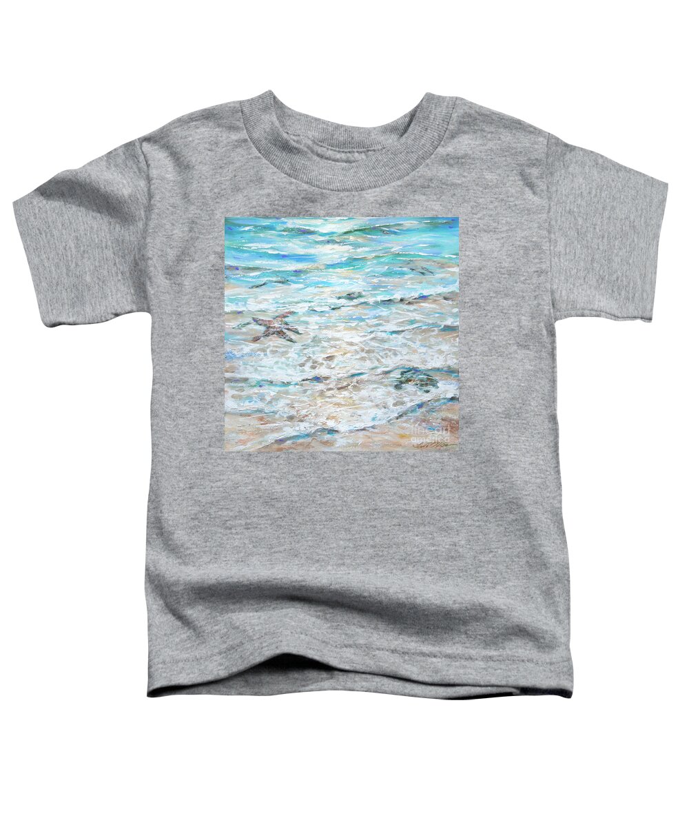 Underwater Toddler T-Shirt featuring the painting Starfish Under Shallows by Linda Olsen