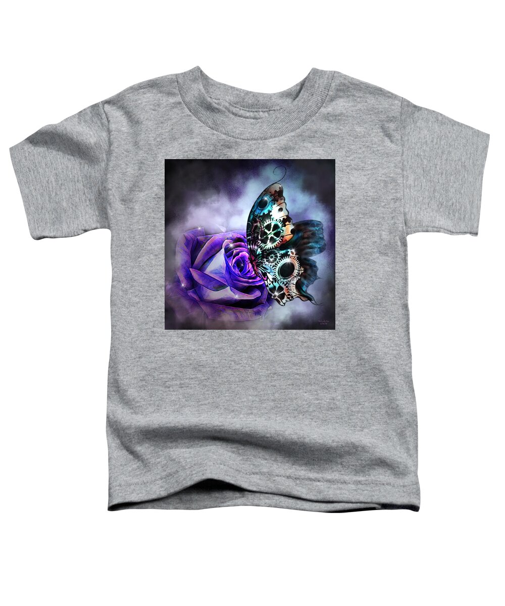 Digital Art Toddler T-Shirt featuring the digital art Steel Butterfly by Artful Oasis