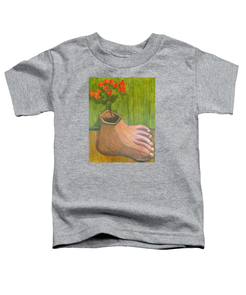 Container Garden Toddler T-Shirt featuring the painting Stepping Out by Sherry Killam