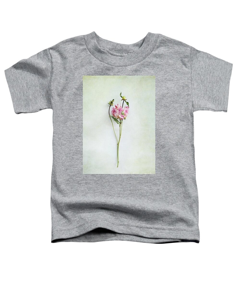 Peony Toddler T-Shirt featuring the photograph Still life of a Peony with texture overlay by Stephanie Frey