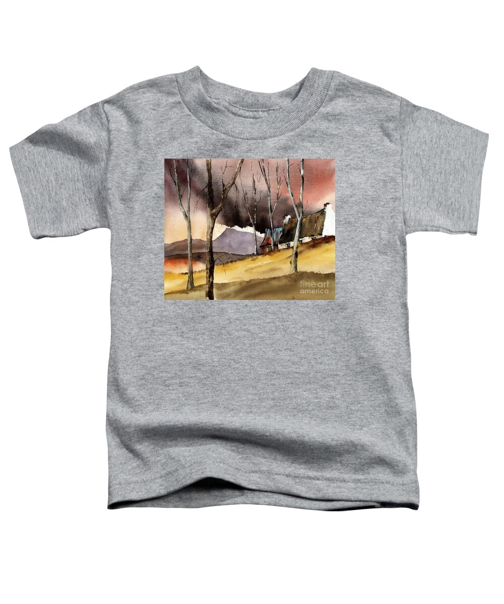 Val Byrne Toddler T-Shirt featuring the painting Storm over Muckish by Val Byrne
