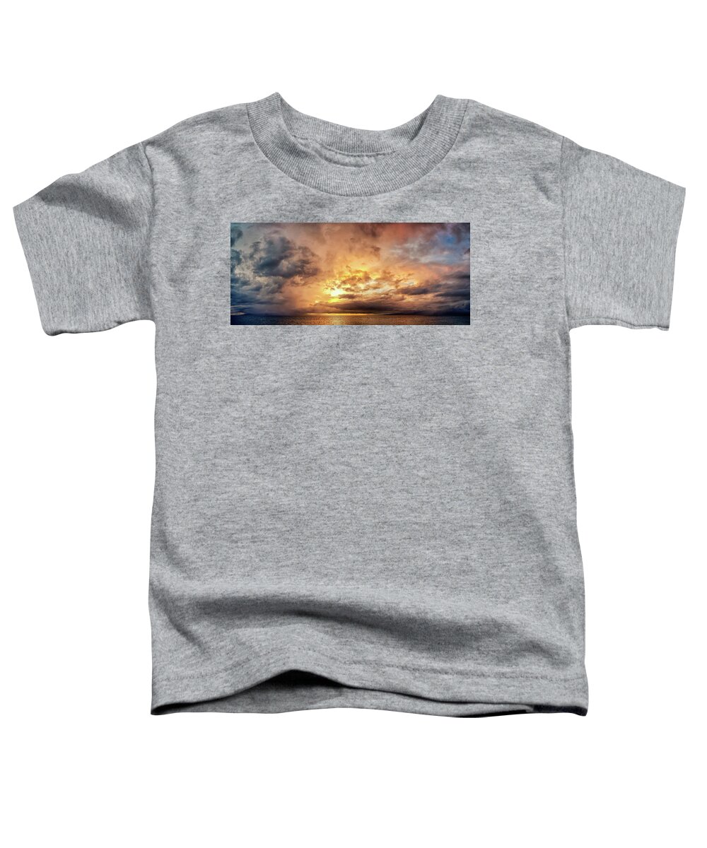 Sunset Toddler T-Shirt featuring the photograph Stormy Ka'anapali Sunset by Christopher Johnson