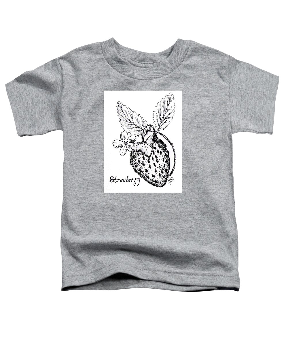 Strawberry Toddler T-Shirt featuring the drawing Strawberry Dreams by Nicole Angell