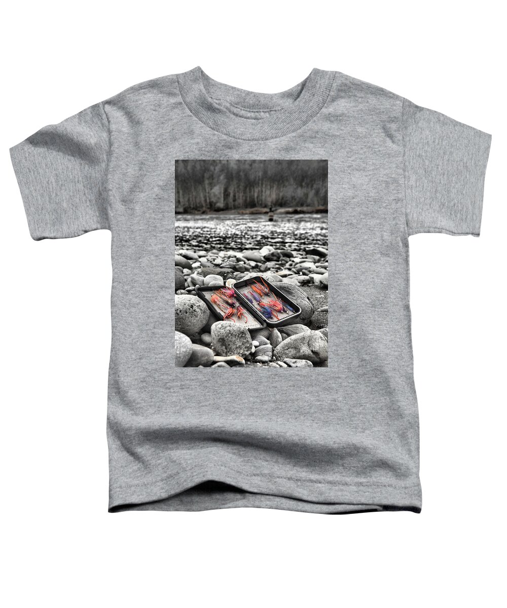  Toddler T-Shirt featuring the photograph Stream side Fly Box by Jason Brooks