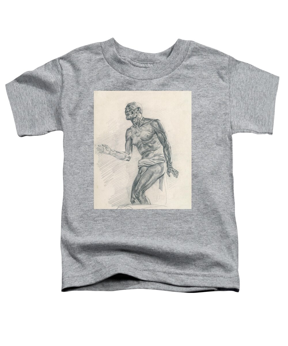 19th Century Art Toddler T-Shirt featuring the drawing Study of a Male Nude Study for The Death of Seneca by Eugene Delacroix