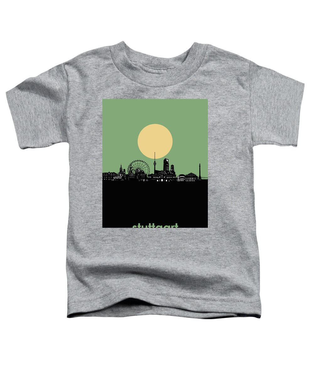 Stuttgart Toddler T-Shirt featuring the digital art Stuttgart Skyline Minimalistic by Bekim M