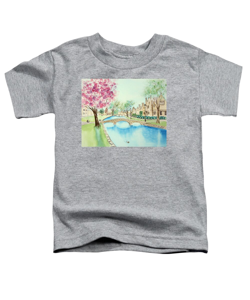Villages Toddler T-Shirt featuring the painting Summer in Bourton by Elizabeth Lock