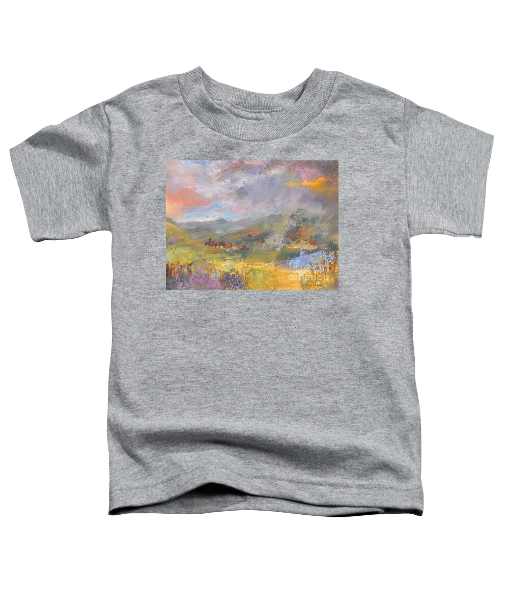 Mountain Toddler T-Shirt featuring the painting Summer Rain by John Nussbaum