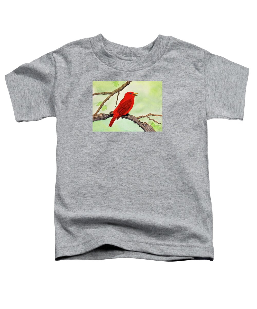 Tanager Toddler T-Shirt featuring the painting Summer Tanager by Norma Appleton