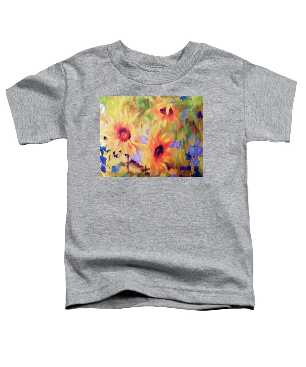 Sunflowers Toddler T-Shirt featuring the photograph Sunflower Joy Watercolor by Sandi OReilly