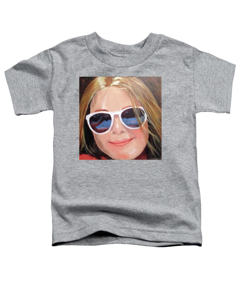 Portrait Toddler T-Shirt featuring the painting Sunglass reflections by Donna Tucker