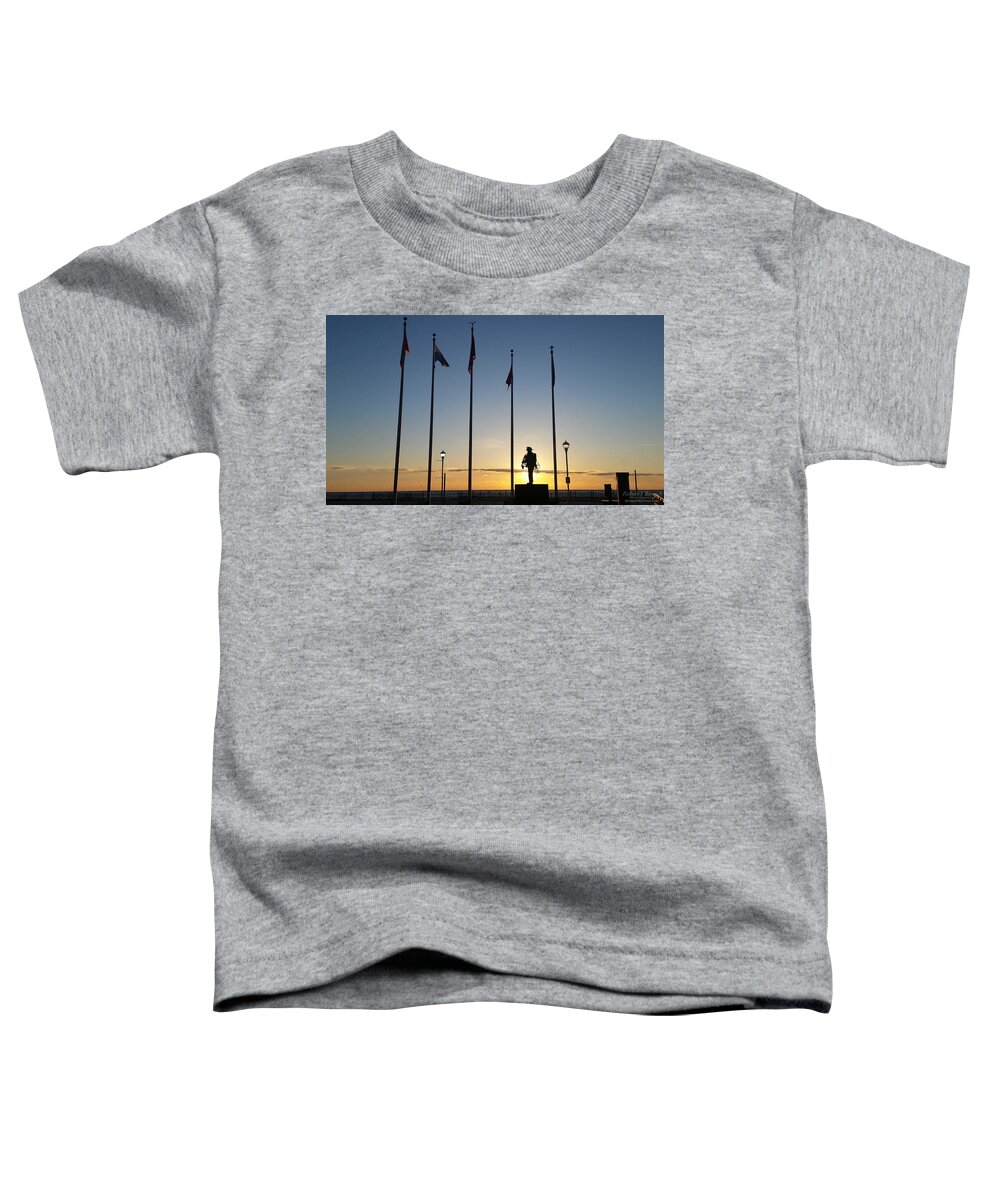 Sunrise Toddler T-Shirt featuring the photograph Sunrise at the Firefighters Memorial by Robert Banach