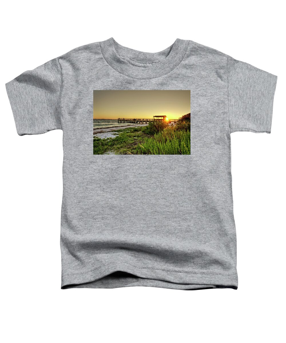 Sanibel Island Toddler T-Shirt featuring the photograph Sunrise At The Sanibel Island Pier by Greg and Chrystal Mimbs