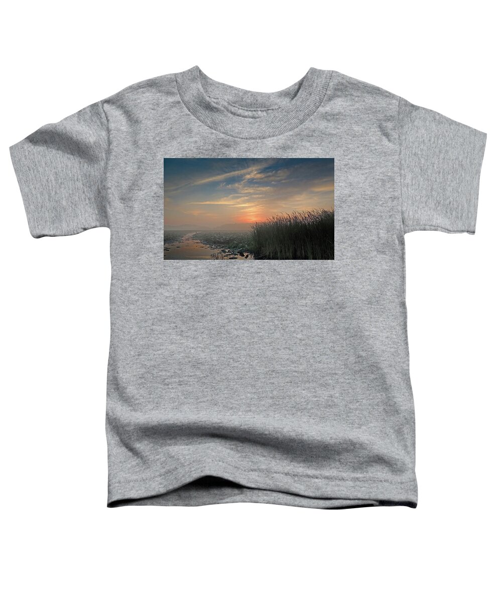 Sunrise Toddler T-Shirt featuring the photograph Sunrise Through the Fog by Robert Mitchell