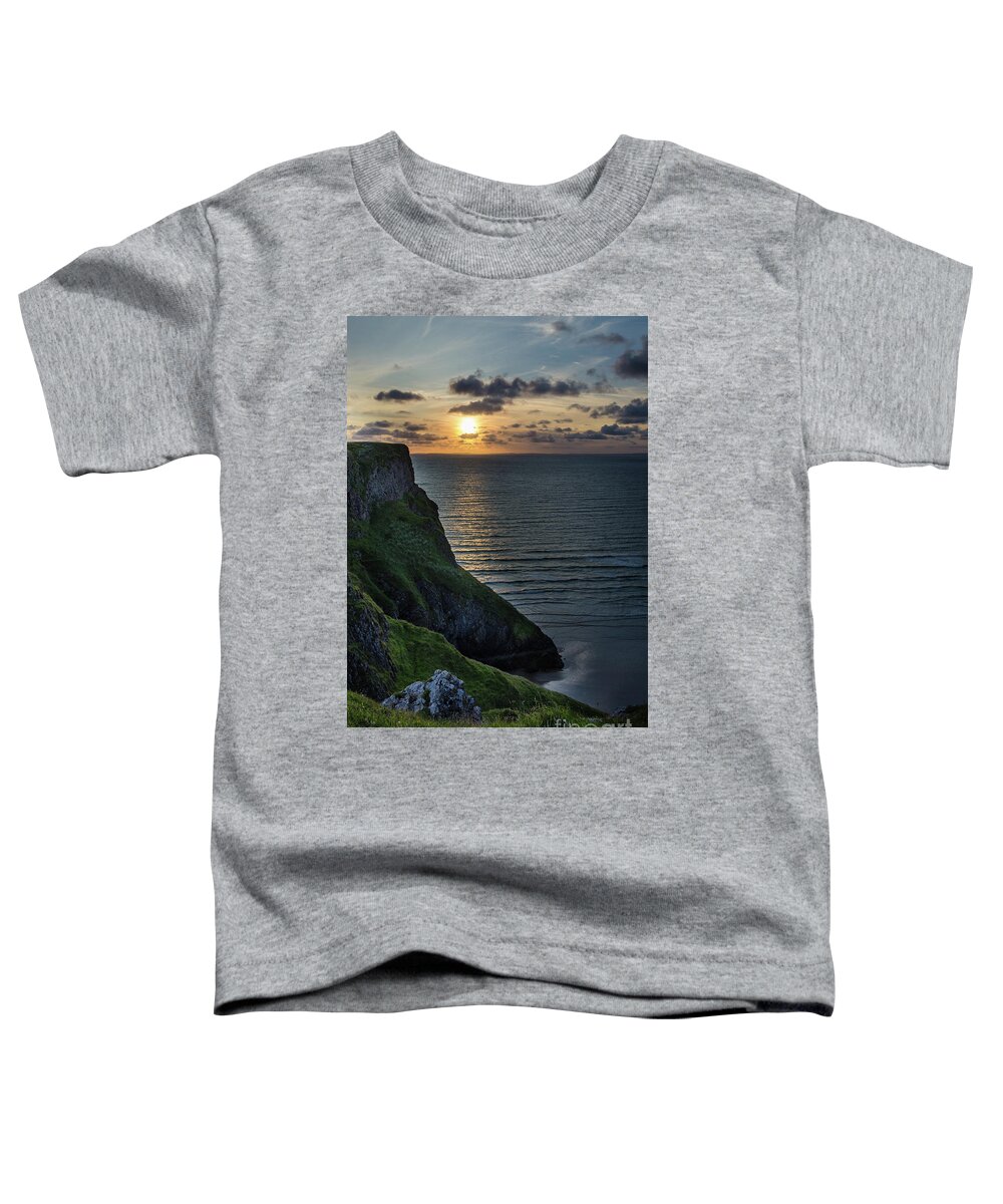 Sunset Toddler T-Shirt featuring the photograph Sunset at Rhossili Bay by Perry Rodriguez