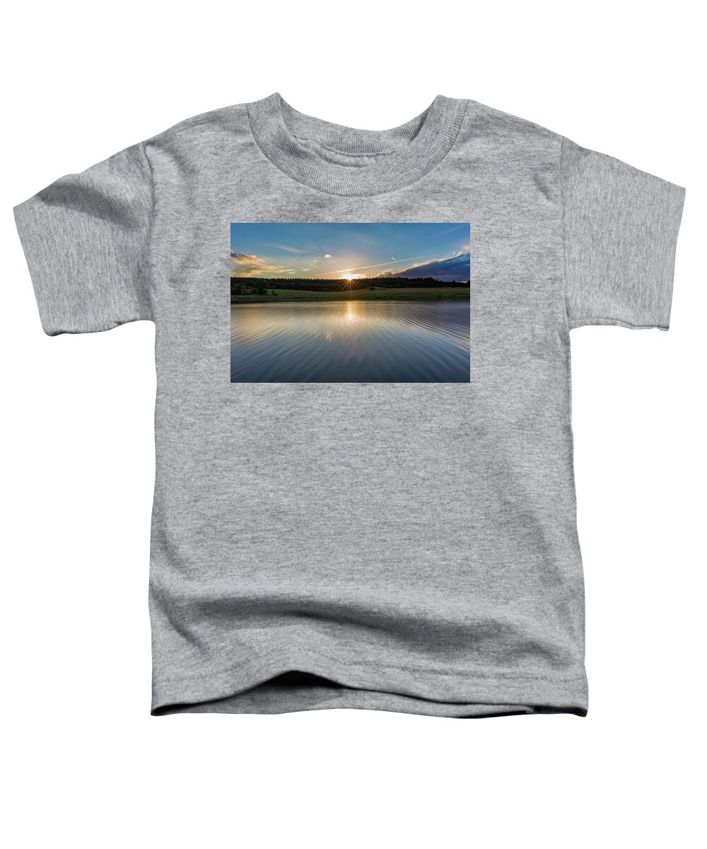 Sunset Toddler T-Shirt featuring the photograph Sunset at the Mandelholz Dam, Harz by Andreas Levi