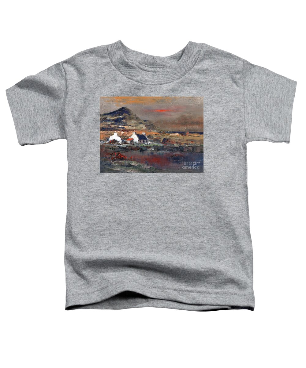  Toddler T-Shirt featuring the mixed media Sunset on Mount Errigal, Dunegal by Val Byrne