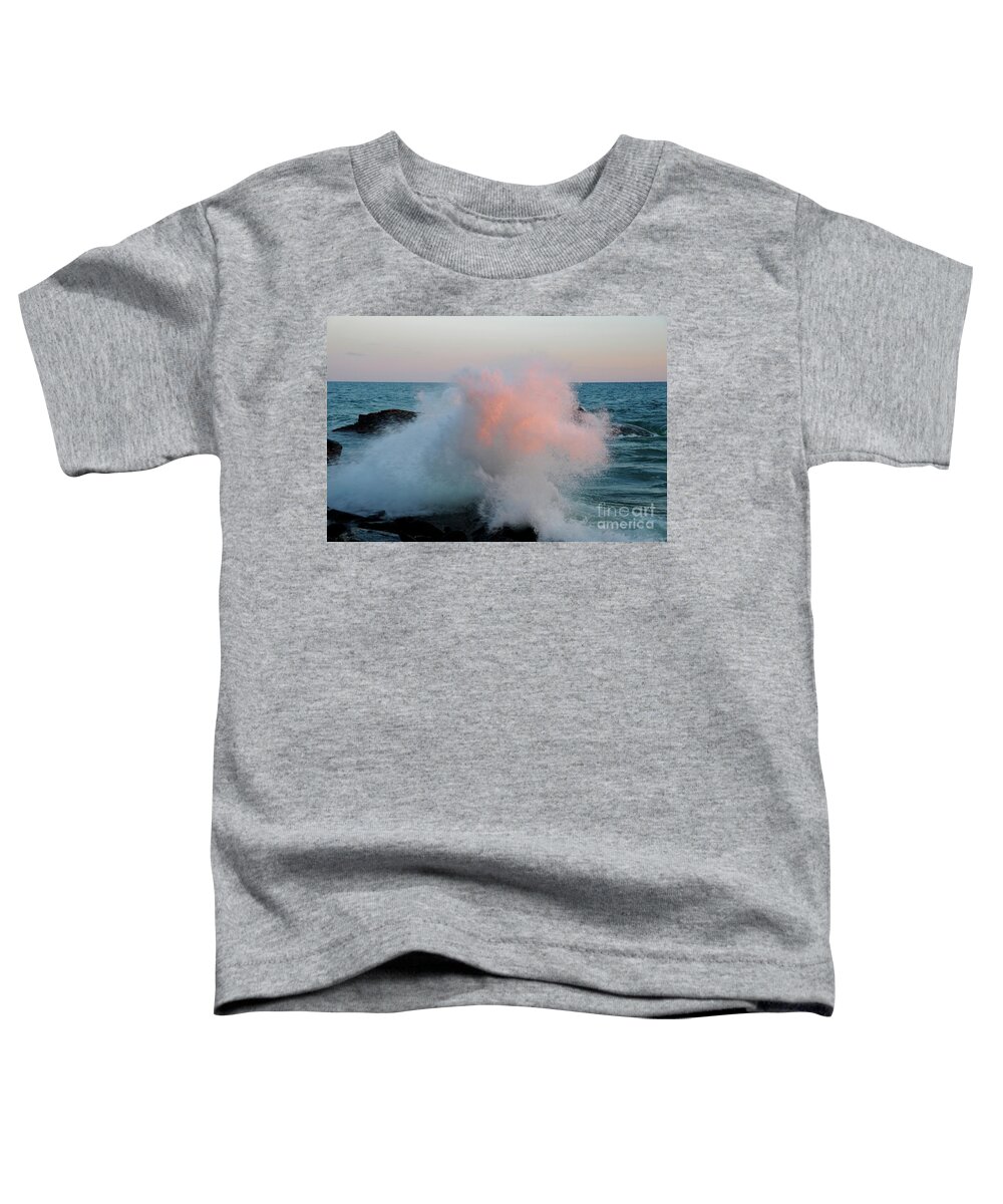 Splash Toddler T-Shirt featuring the photograph Superior Sundown Splash by Sandra Updyke