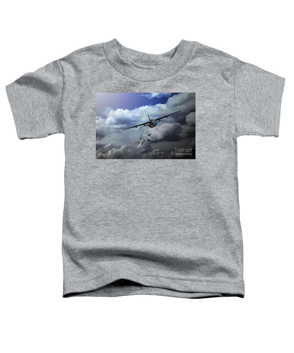 C130 Hercules Toddler T-Shirt featuring the digital art Supply Drop by Airpower Art