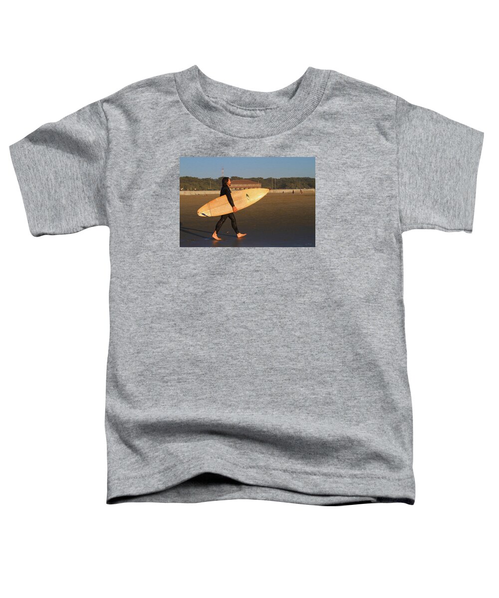 Bonnie Follett Toddler T-Shirt featuring the photograph Surfer at Ocean Beach by Bonnie Follett