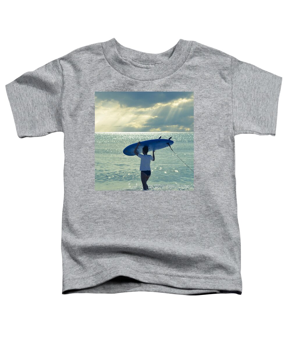 Laura Fasulo Toddler T-Shirt featuring the photograph Surfer Girl Square by Laura Fasulo