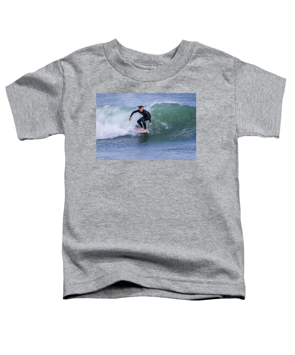 Surfer Toddler T-Shirt featuring the photograph Surfer Hits the Waves by Fran Gallogly
