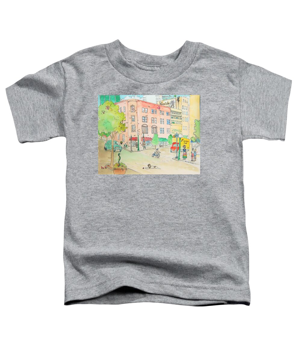 Cityscape Toddler T-Shirt featuring the painting Surreal Street Scene by Caroline Henry